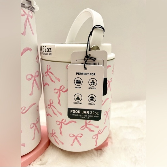 HYDRAPEAK Pink Bow Stainless Steel 25oz Tumbler and 32oz Food Jar Set 🎀🎀 - Picture 4 of 13